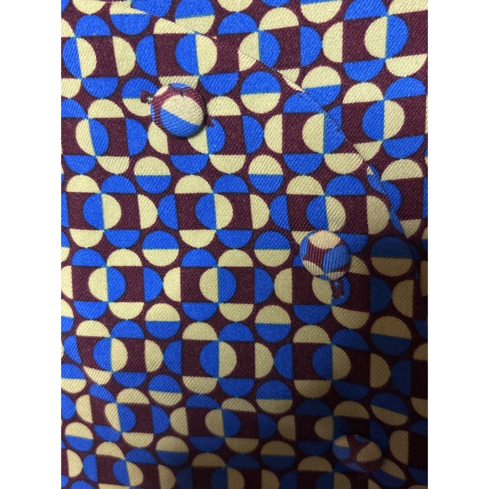 Urban Outfitters Blue Green Geometric Retro 60s Mod Button Mini Skirt‎ Womens M - Picture 2 of 5
